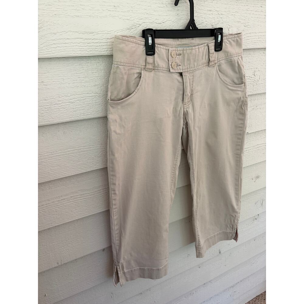 American Eagle Stretch Khaki Bermuda Shorts Women’s Size 8 Casual Neutral Capri - Picture 3 of 8